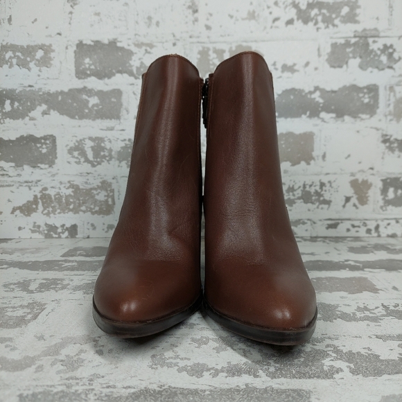 NEW Blondo Reese Waterproof Brown Leather Block Heel Ankle Boots X250 - Picture 3 of 12